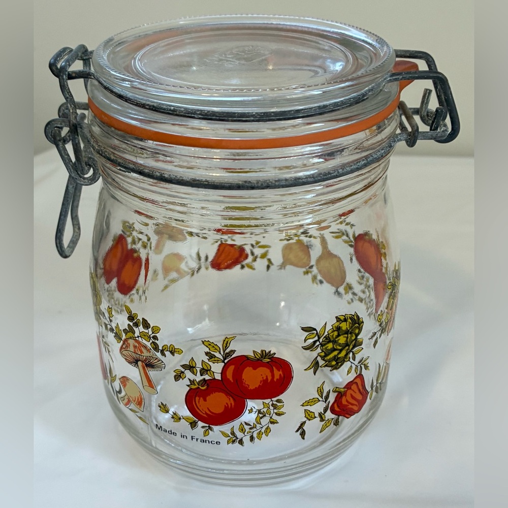VINTAGE GLASS CANISTER STORAGE JAR ARC FRANCE SPICE OF LIFE DESIGN - Picture 3 of 9
